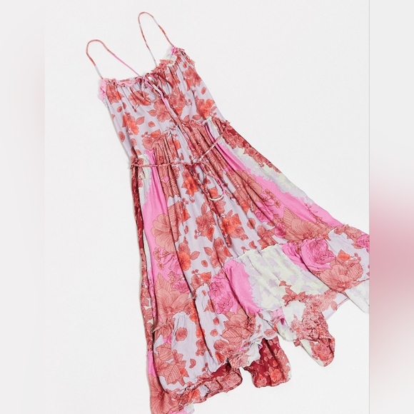 Free People Dresses & Skirts - Free People Summer Storm Floral Patch Ruffle Slip Dress